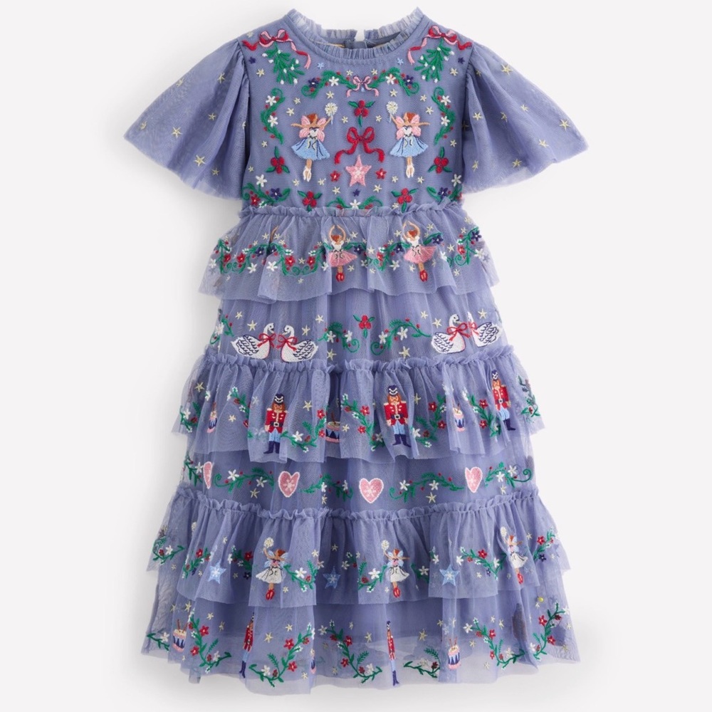 Boden Embroidered Tulle Ruffle Dress
Stormbolt Blue Embroidery